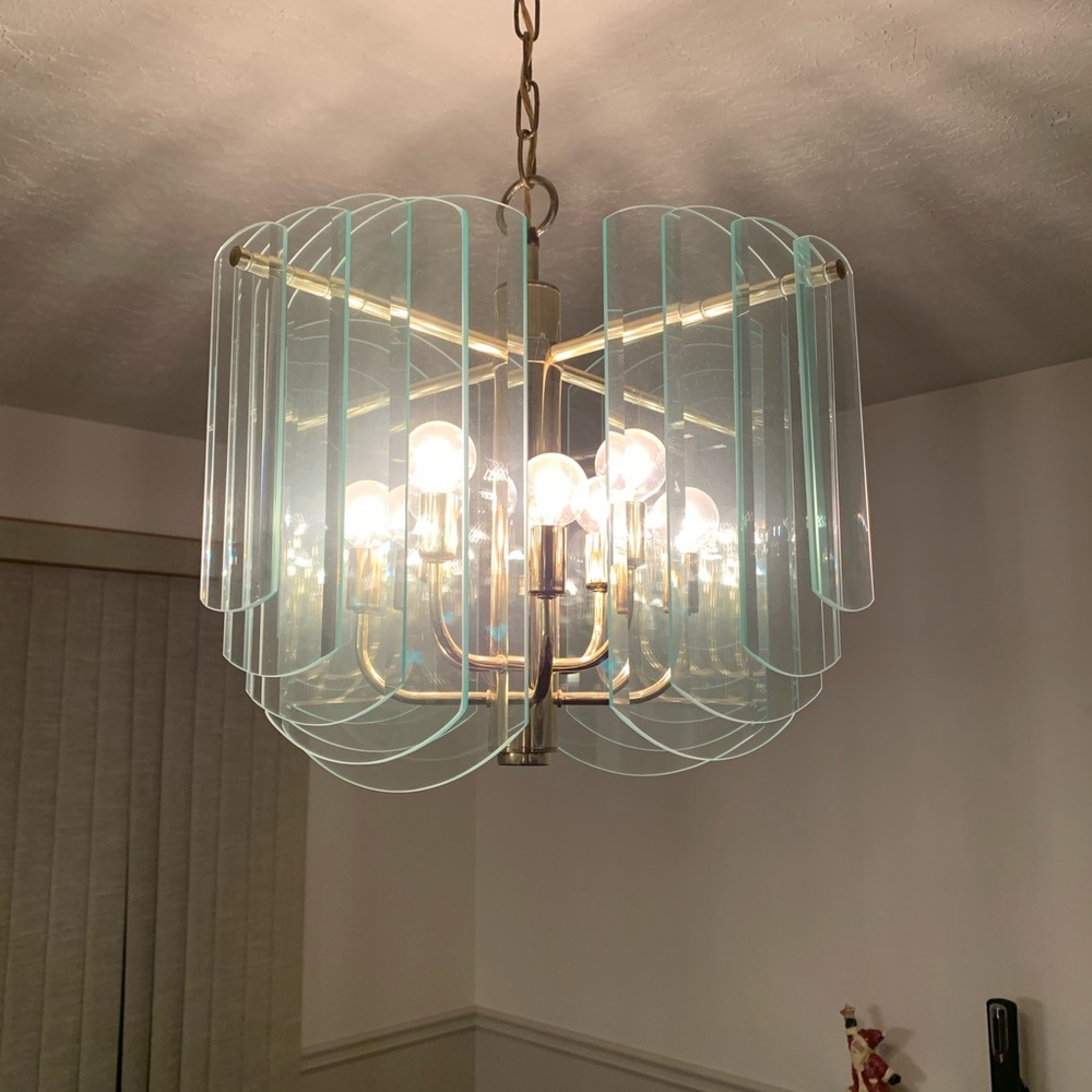Glass with gold accent chandelier
